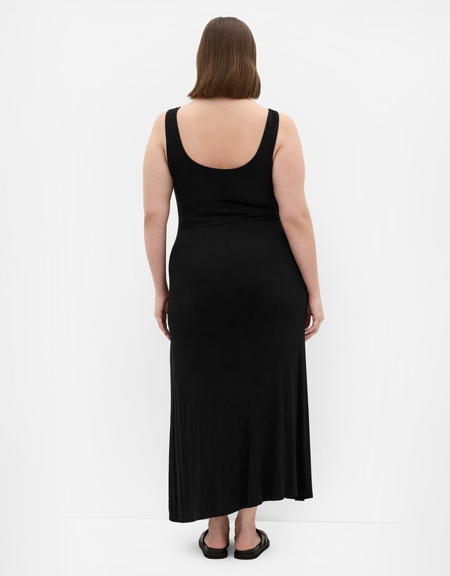 City Chic - Plus size Drape Waist Tie Maxi Dress - black