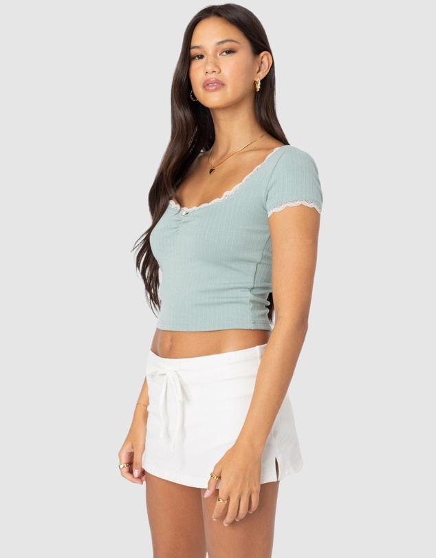 EDIKTED - Cinched Lace Trim Top