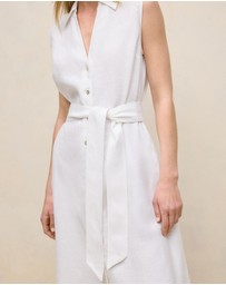 Trenery - Linen Sleeveless Shirt Dress in White