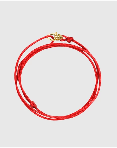 Nialaya Jewellery - Red Wrap-Around String Bracelet with Sterling Silver Gold Plated Lock