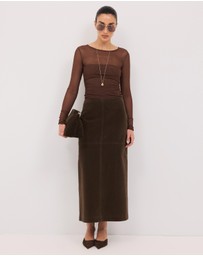 Calli - Maslow Faux Suede Midi Skirt