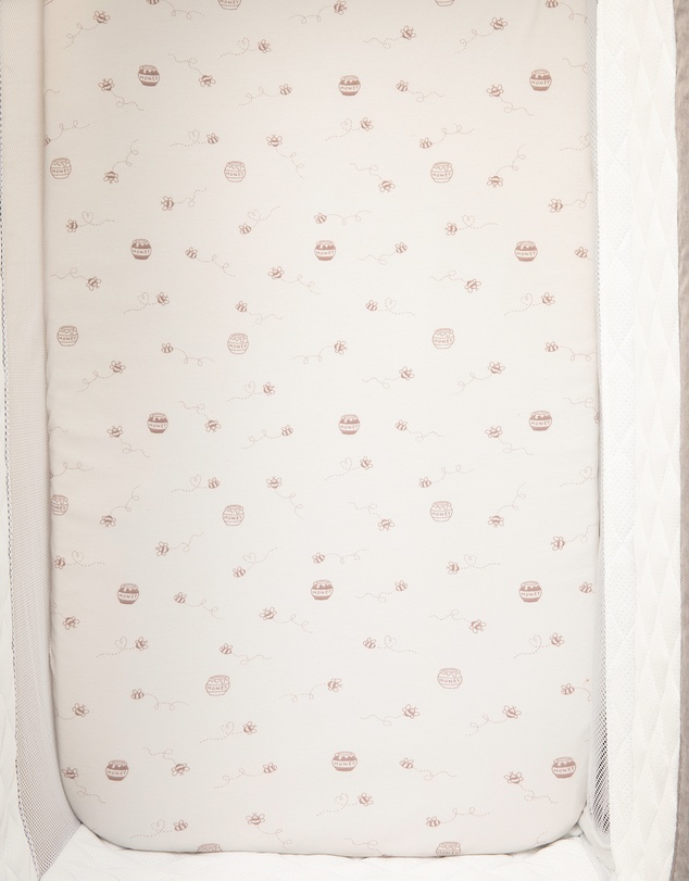 Living Textiles - 2 Pack Organic Bedside Sleeper Fitted Sheet - Cuddly Bear