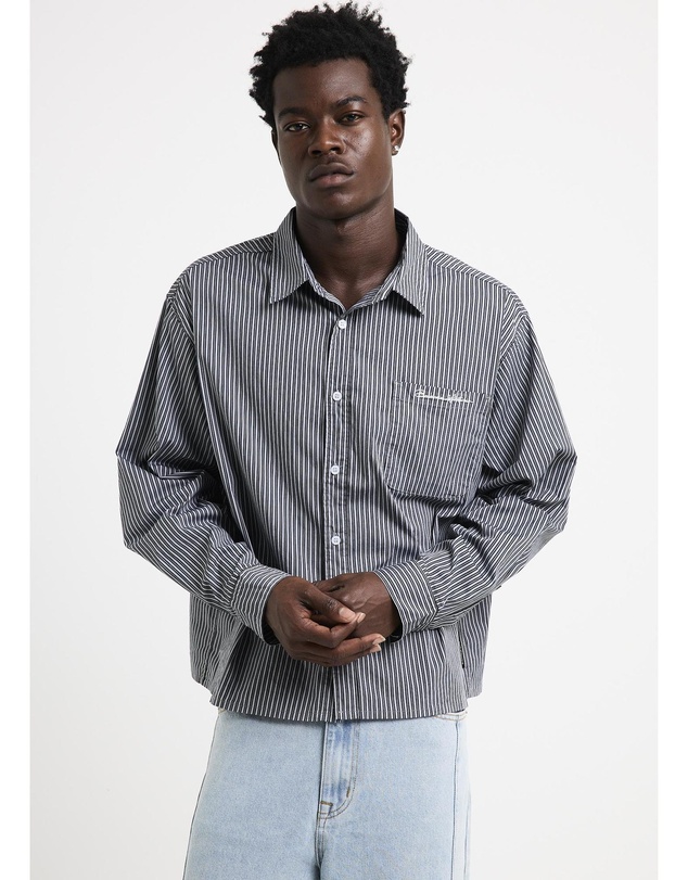 Black Noise White Rain - Miami Striped Long Sleeve Shirt
