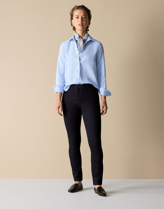Trenery - Linen Classic Shirt in Periwinkle Blue