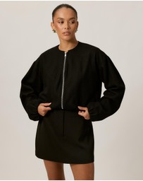 Tussah - Luna Wool Blend Cropped Bomber Jacket