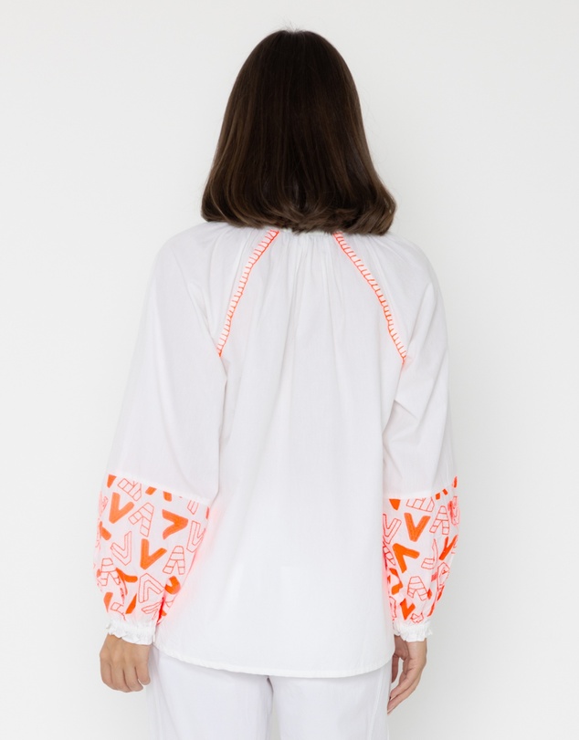 ALEXANDRA - Zoey Blouse White/Fluro Orange