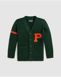 Polo Ralph Lauren - Cotton V-Neck Letter Cardigan - ICONIC EXCLUSIVE - Kids