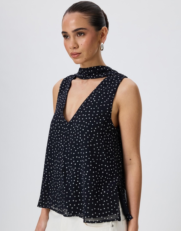 Tussah - Marcella Polka Dot V-Neck Scarf Top