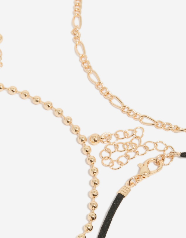 Lovisa - Gold Cord & Pendant Choker Necklaces 3-Pack