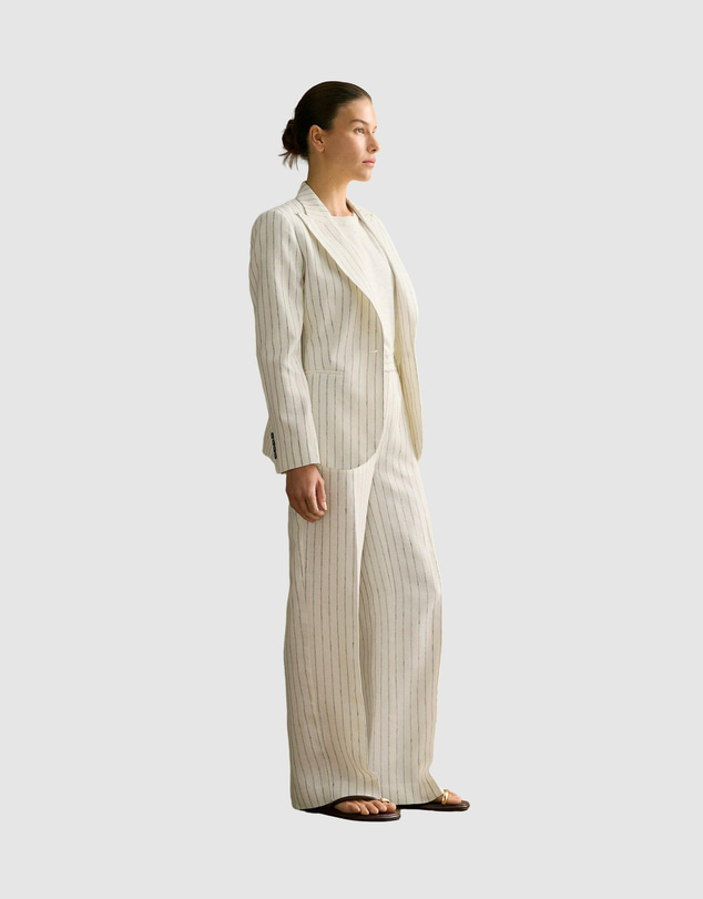 Trenery - Linen Dot Stripe Pant