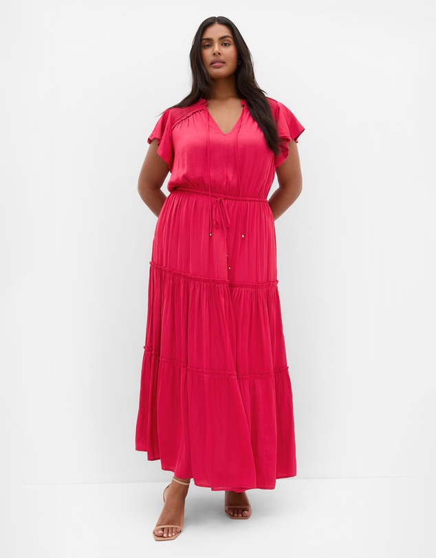 City Chic - Drama Queen Flutter Sleeve Maxi Dress