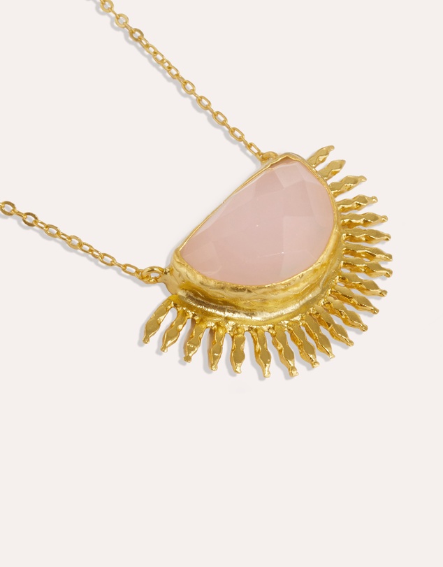 Ottoman Hands - Sunrise Rose Quartz Pendant Necklace