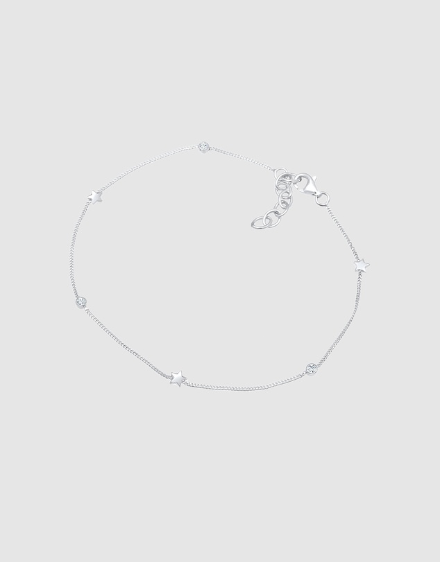 Elli Jewelry - Anklet Solitaire Star Swarovski&reg; Crystals 925 Sterling Silver