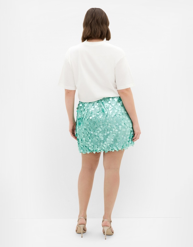 City Chic - Plus size Adorn Sequin Mini Skirt - seafoam