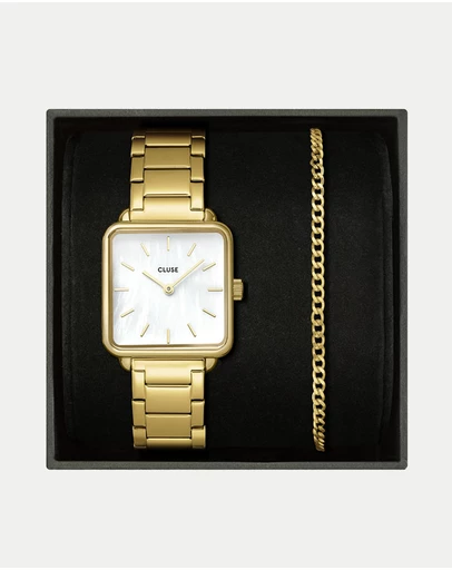 Cluse - La Tetragone Gold Watch & Bracelet Gift Set