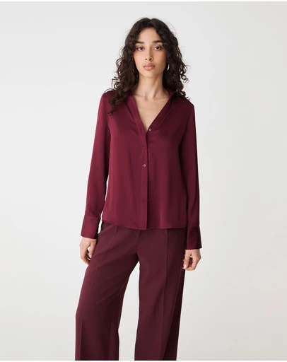 Forcast - Lila V-neck Satin Blouse