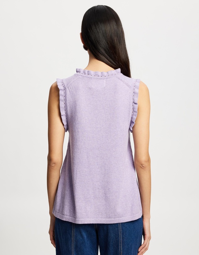 Lindsay Nicholas New York - Frill Crew Neck Shell Top