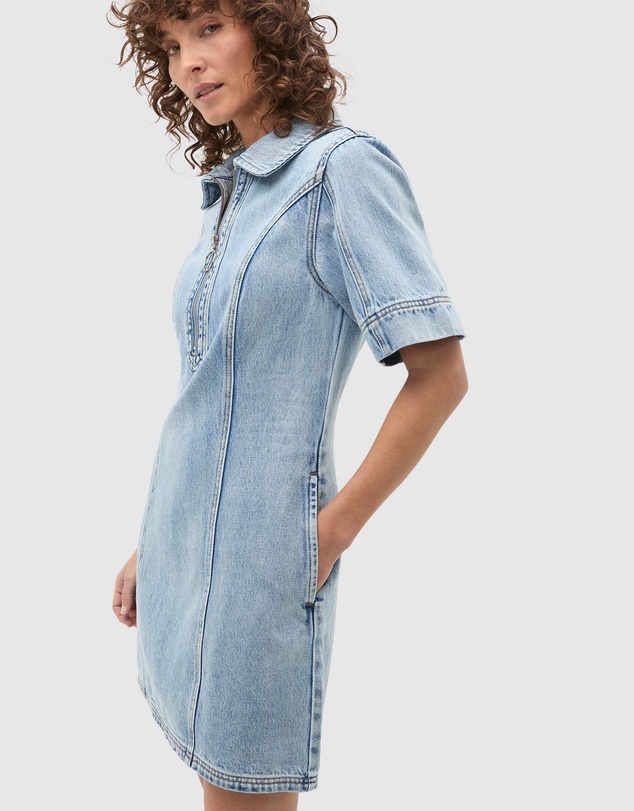 Seed Heritage - Denim Zip Mini Shirt Dress