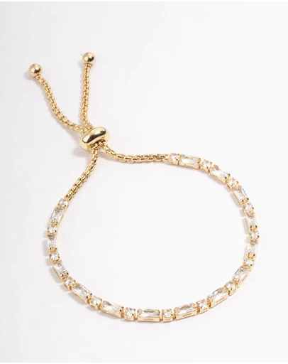 Lovisa - Gold Plated Baguette Stone Toggle Tennis Bracelet