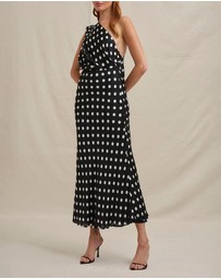 BY JOHNNY. - Dove Drape Polka Ankle Dress