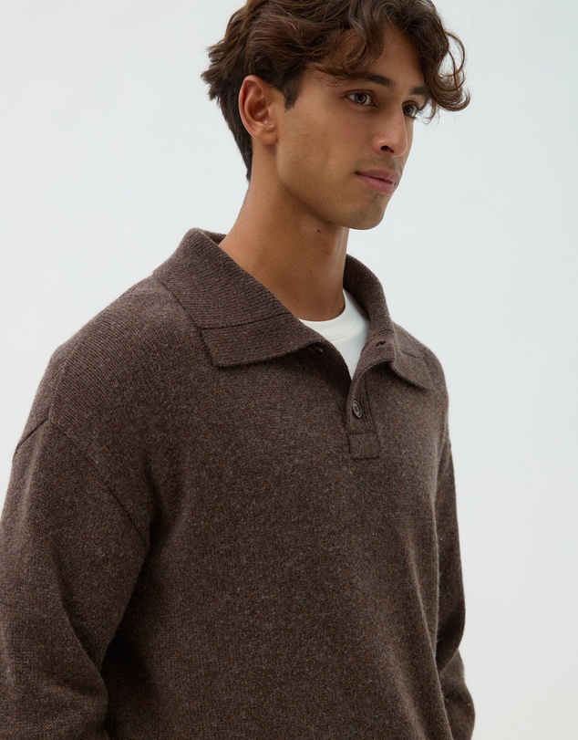 AERE - Wool Blend Oversized Collar Polo