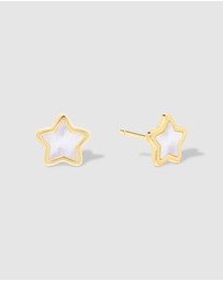 Wanderlust + Co - Star Pearl & Gold Stud Earrings