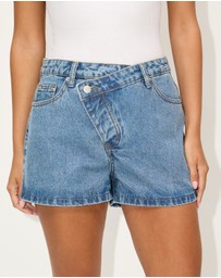 Dazie - Oceane Asymmetric Button Denim Shorts