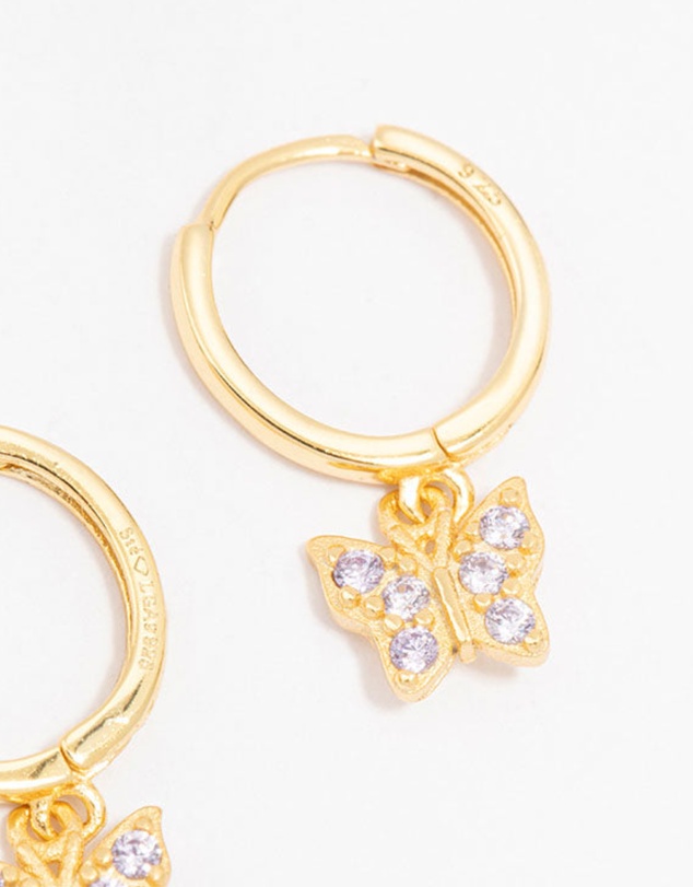 Lovisa - Gold Plated Sterling Silver Cubic Zirconia Butterfly Earrings