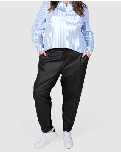 Love Your Wardrobe - Arlo PU & Ponte Drawstring Pant