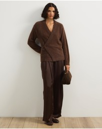 Atmos&Here - Cara Asymmetric Buttoned Knit Cardigan