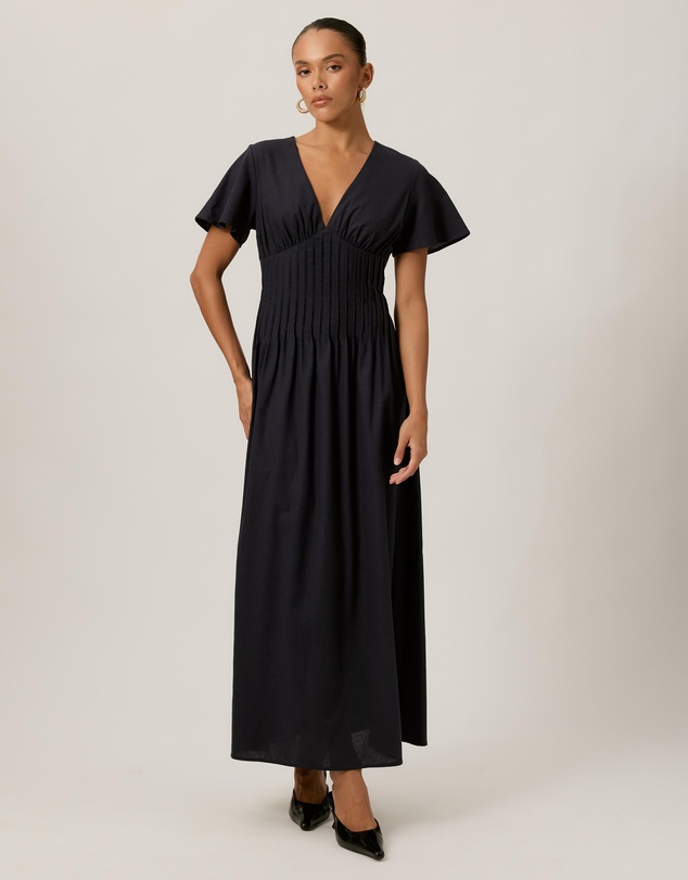 Tussah - Maysen Linen Blend Pintuck Midi Dress
