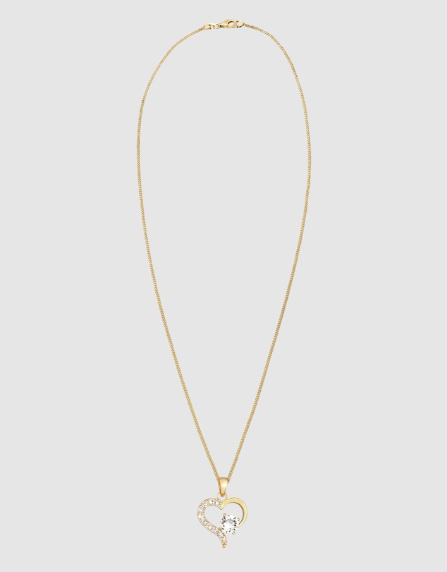 Elli Jewelry - Necklace Heart Pendant Sparkling Love with Crystals in 925 Sterling Silver Gold Plated