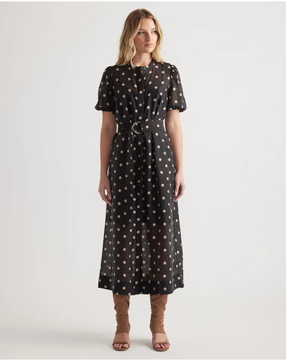 Decjuba - Becca Puff Sleeve Midi Dress