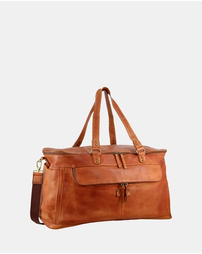 Pierre Cardin - Pierre Cardin Burnished Leather Multi-Compartment Overnight Bag