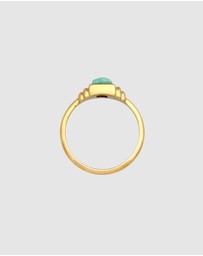 Elli Jewelry - Ring Vintage Amazonite Gemstone Square in 925 Sterling Silver Gold Plated