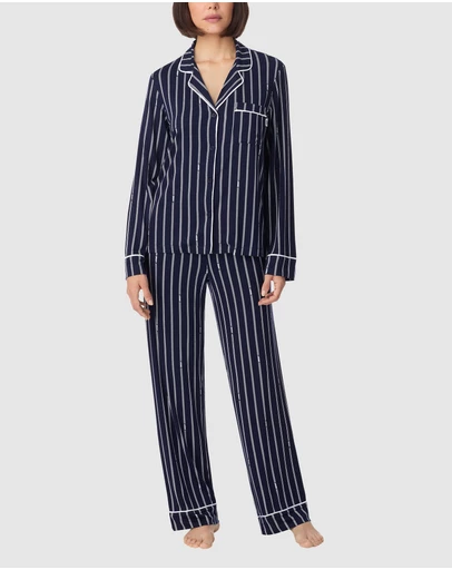 DKNY - Viscose Jersey Button-Up Long Sleeve Long Pyjama Set
