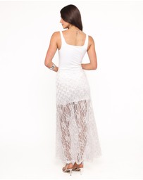 Petal & Pup - Yonder Sheer Panel Lace Maxi Skirt - White