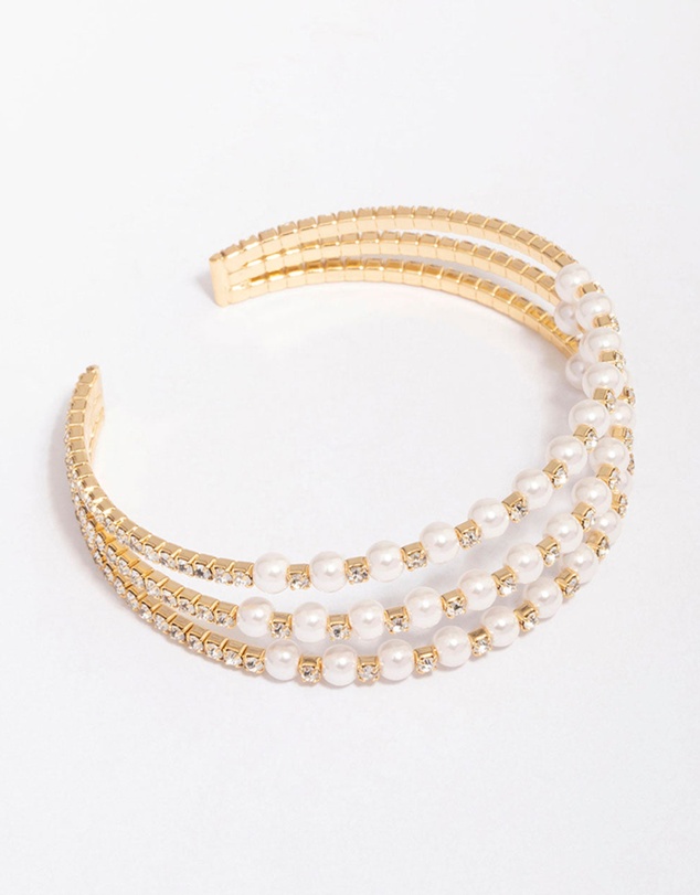 Lovisa - Gold Plated Triangular Cubic Zirconia Pearl Wrist Cuff