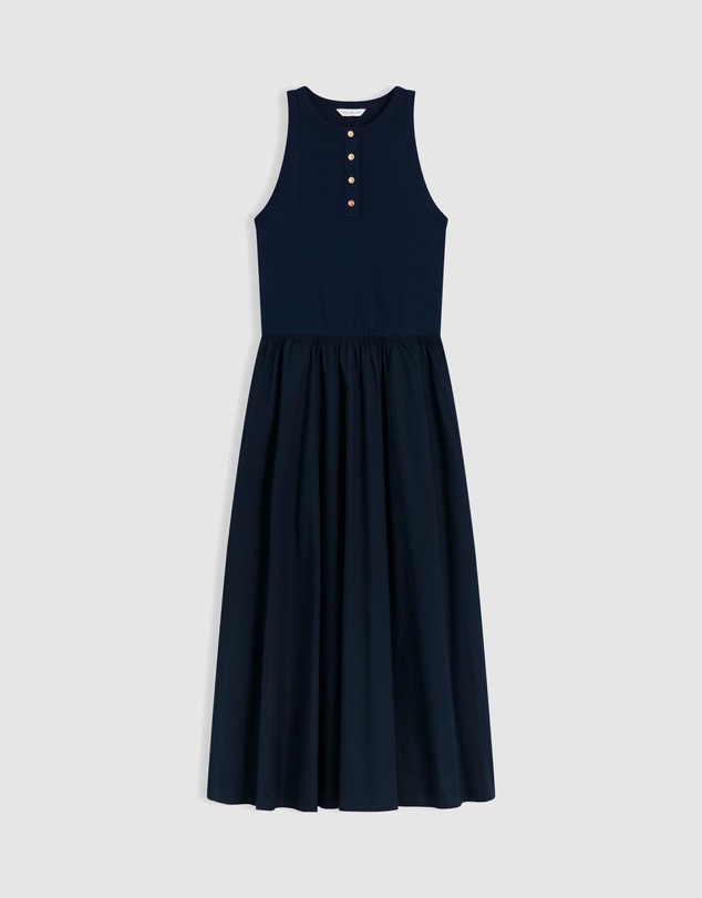 Tommy Hilfiger - Gold-Tone Button Sleeveless Maxi Dress