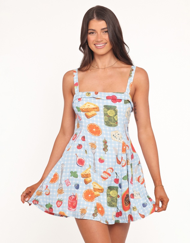 Petal & Pup - Caitlin Mini Dress - Blue Picnic