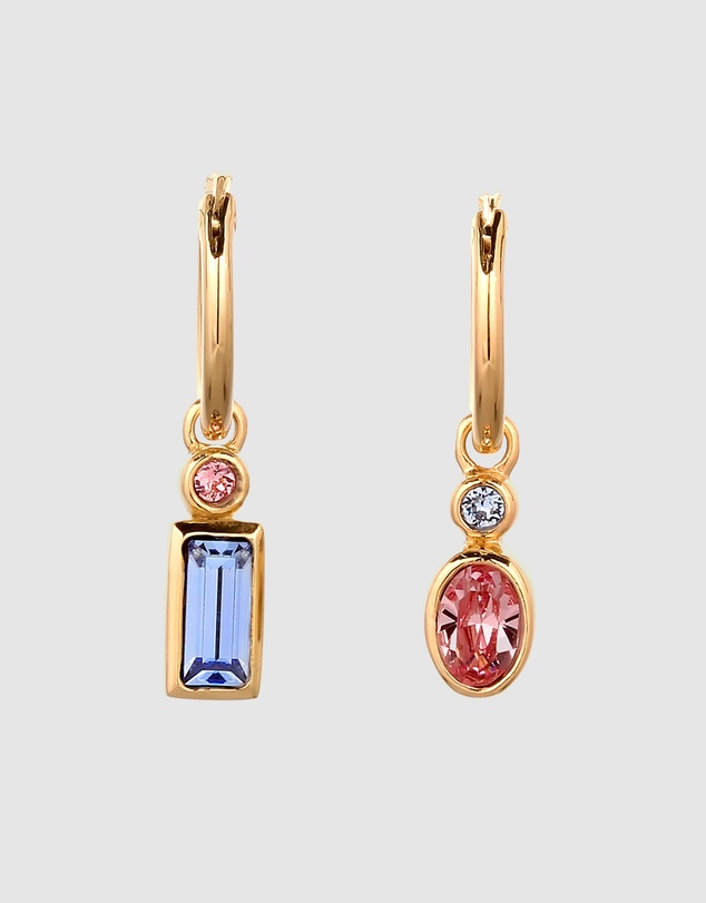 Elli Jewelry - Crystal Oval Hoop Earrings in Gold-Plated 925 Silver