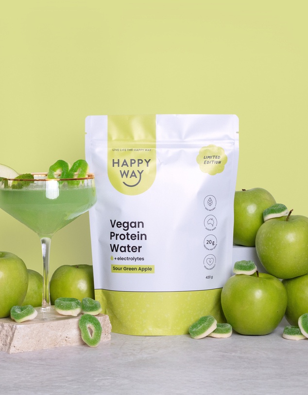 Happy Way - Sour Green Apple Vegan Protein Water Powder