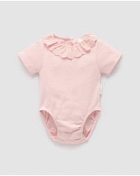 Purebaby - Pointelle Ruffle Bodysuit -Kids-Babies