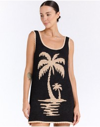 Poolside Paradiso - Palm Beach U Crochet Knit Dress - Black Sand