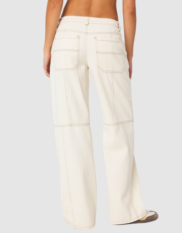 EDIKTED - Contrast Stitch Low Rise Jeans