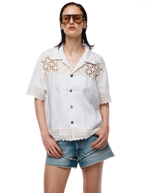 THE TALES - Ravello Linen Crochet Camp Shirt