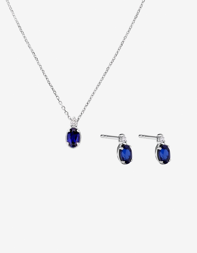 Michael Hill - 0.05 Carat TDW Laboratory-Grown Diamond & Created Sapphire Gift Set in Silver