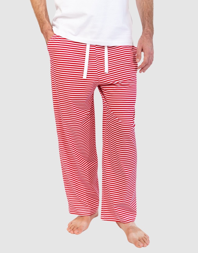 Sant And Abel - Men's Jersey Red Stripe PJ Pants