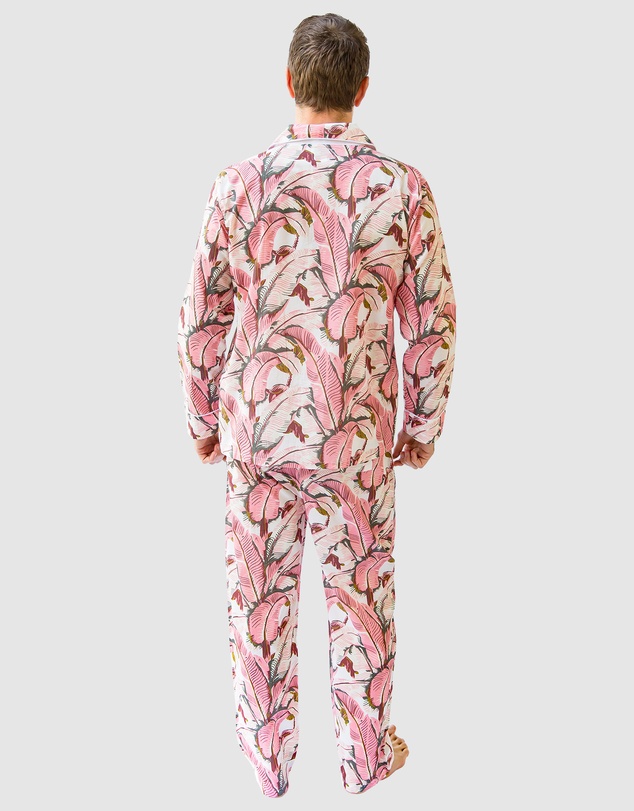 Sant And Abel - Men's Martinique® Pink Banana Leaf Long PJ Set