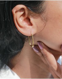 Elli Jewelry - Earrings Creoles Oval Elegant Timeless Basic in 925 Sterling Silver Gold Plated